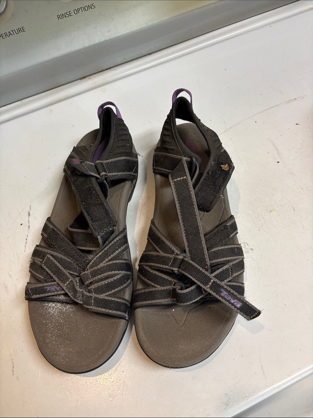 Teva Women's Black Sandals with Purple Accents